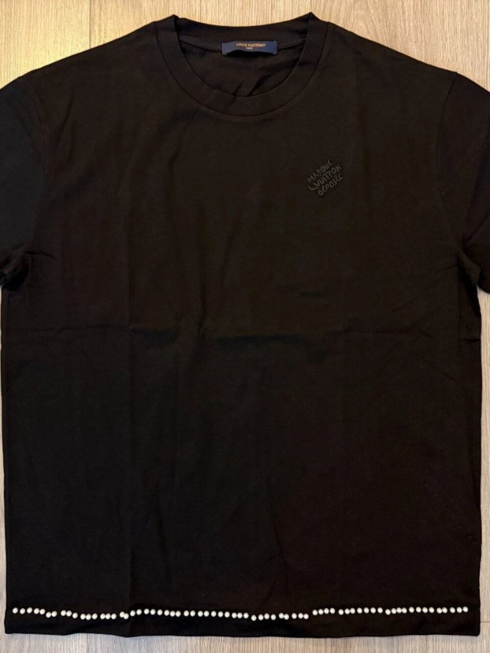 Celine Prada Dior or Other Lot of 2 Luxury Tee Shirts beige black sz L - Picture 4 of 6